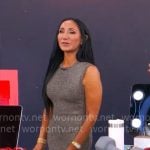 Elizabeth Werner’s gold ruffle-hem dress on CBS Mornings