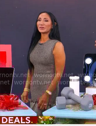 Elizabeth Werner's gold ruffle-hem dress on CBS Mornings