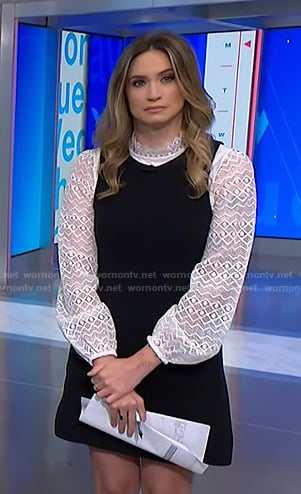 Ellison's white lace sleeve top on NBC News Daily