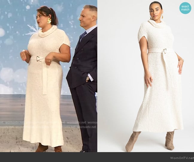 Eloquii Cocoon Sweater Dress worn by Kristina Zias on The Drew Barrymore Show