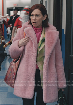 Elsbeth's pink shearling coat on Elsbeth