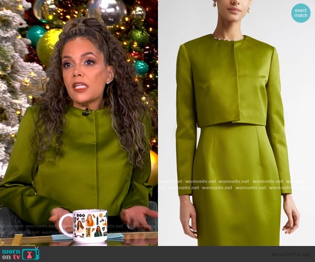 Emilia Wickstead Haydee Pleated Crop Satin Jacket worn by Sunny Hostin on The View