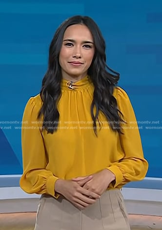 Emilie's yellow mock neck blouse on Today