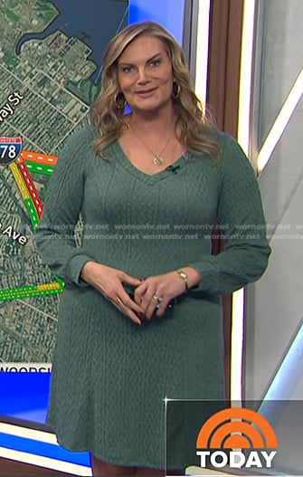 Emily’s green cable knit sweater dress on Today