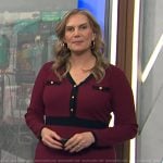 Emily West’s burgundy contrast trim dress on Today