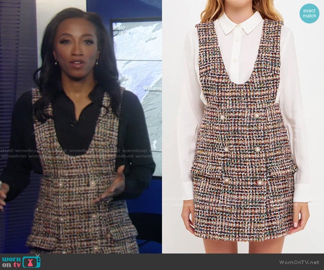 English Factory Tweed Pinafore Dress worn by Brittany Bell on Good Morning America