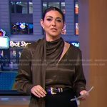 Erielle’s brown satin scarf blouse on Good Morning America