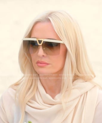 Erika’s white shield sunglasses on The Real Housewives of Beverly Hills