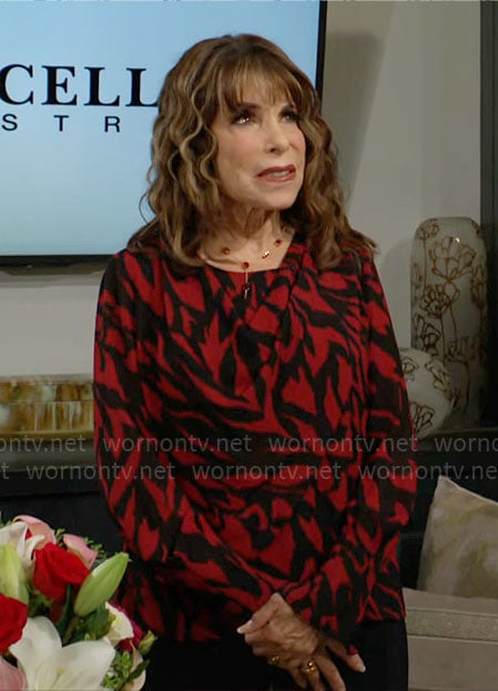 Esther’s red and black printed blouse on The Young and the Restless