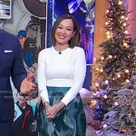 Eva’s green print midi skirt on Good Morning America