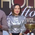 Eva’s metallic plaid top on Good Morning America