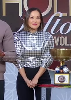 Eva's metallic plaid top on Good Morning America