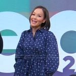 Eva’s navy paisley print dress on Good Morning America