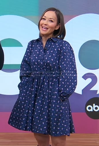 Eva's navy paisley print dress on Good Morning America