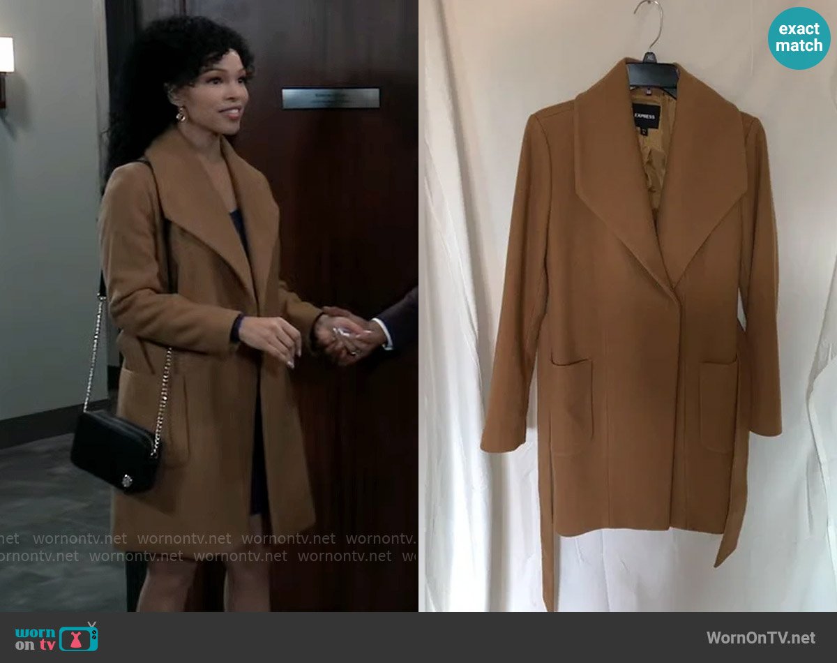 Express Long Blazer Jacket worn by Portia Robinson (Brook Kerr) on General Hospital