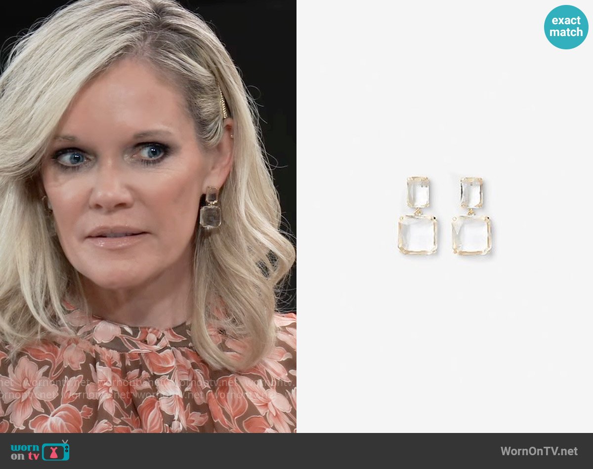 Express Square Dangle Earrings worn by Ava Jerome (Maura West) on General Hospital