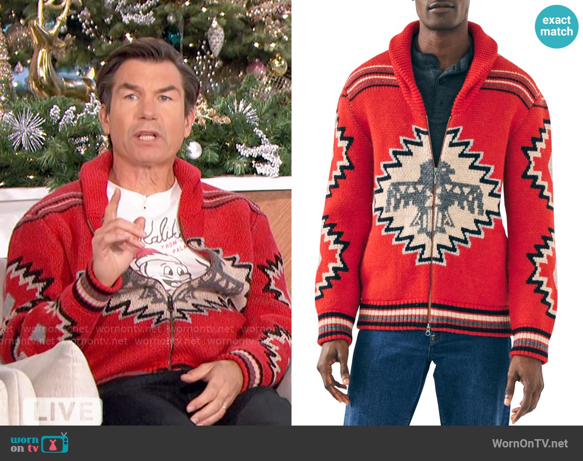 Faherty Steven Paul Judd Thunderbird Cardigan worn by Jerry O'Connell on The Talk