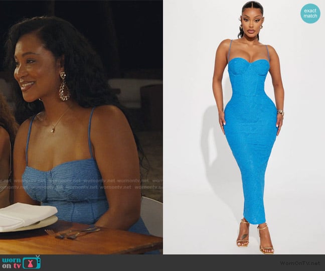 Fashion Nova Serene Textured Maxi Dress worn by Jacqueline Blake on The Real Housewives of Potomac