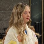 Felicity’s beige floral jacket on Days of our Lives