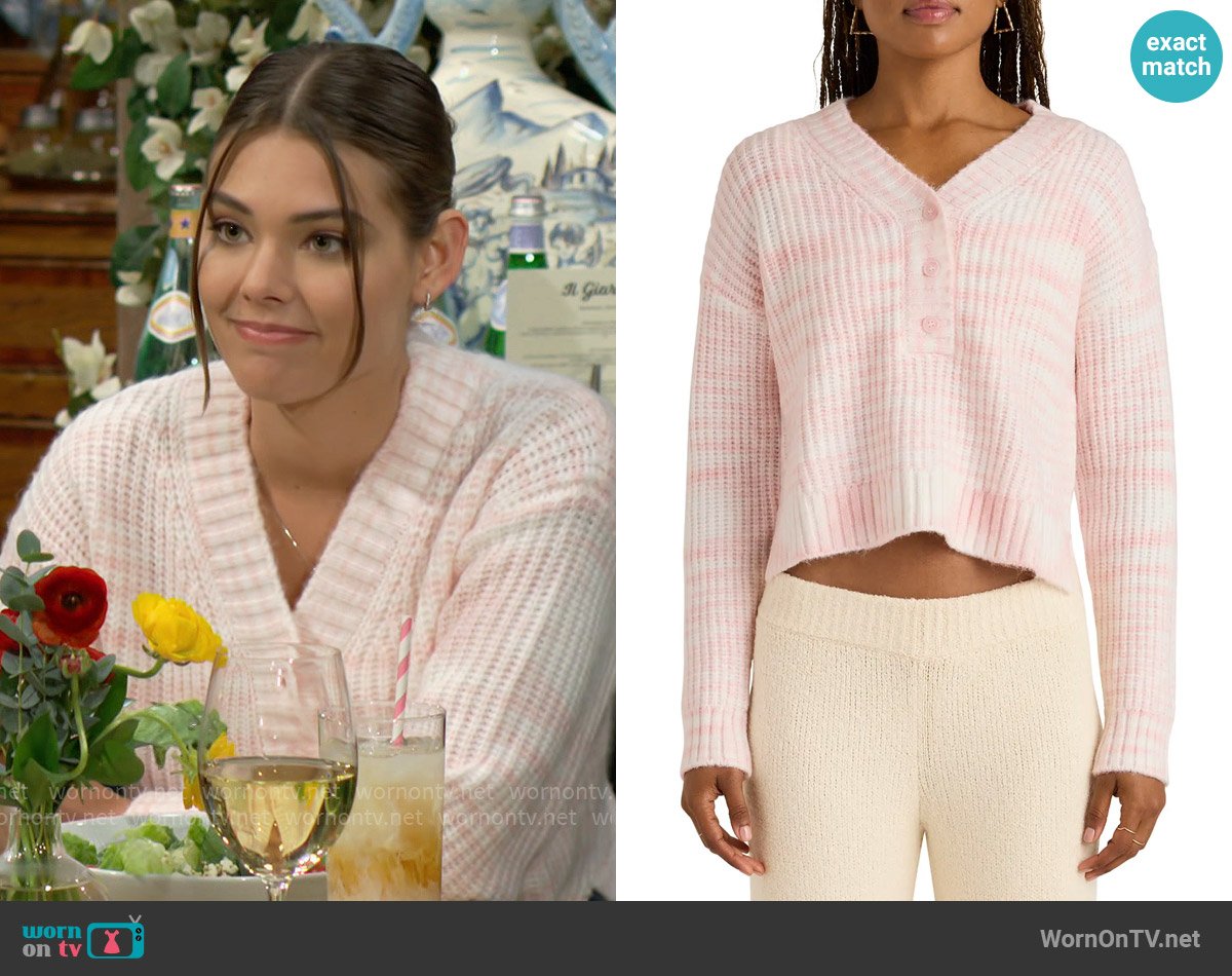 Florence by Mills V-Neck Crop Sweater in Ballerina worn by Electra Forrester (Laneya Grace) on The Bold and the Beautiful