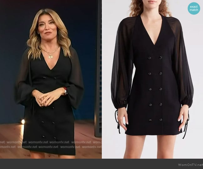 Frame Crepe de chine blazer minidress worn by Kit Hoover on Access Hollywood