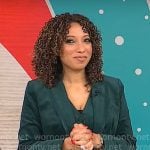 Gabrielle Kerr’s green velvet blazer and vest on CBS Mornings