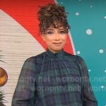 Gabrielle Kerr’s metallic plaid top on CBS Mornings