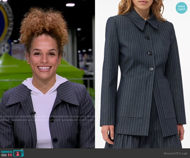 Ganni Pinstripe Single-breasted Blazer worn by Jessica Sims on Good Morning America