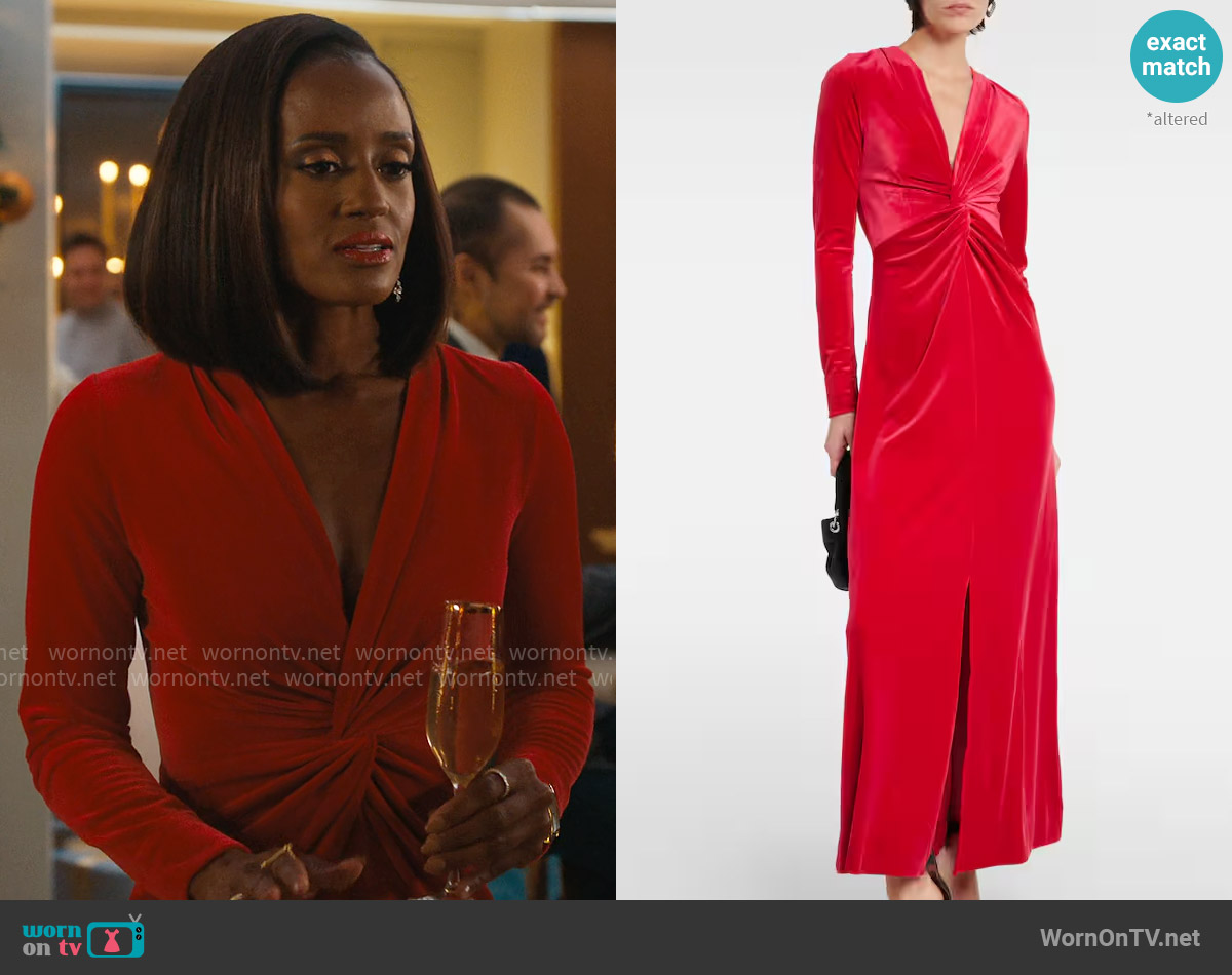 Ganni Twisted Velvet Maxi Dress worn by Olympia (Skye P. Marshall) on Matlock