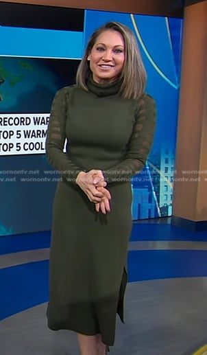 Ginger's green turtleneck sweater dress on Good Morning America