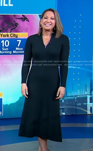 Ginger's green ribbed zip dress on Good Morning America