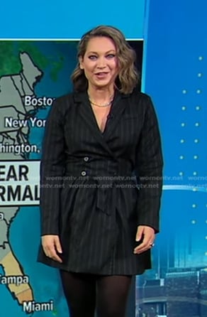 Ginger’s black pinstripe blazer dress on Good Morning America