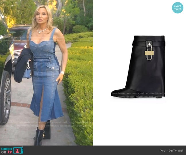 Givenchy Shark Lock Ankle Boots in Leather worn by Camille Grammer on The Real Housewives of Beverly Hills