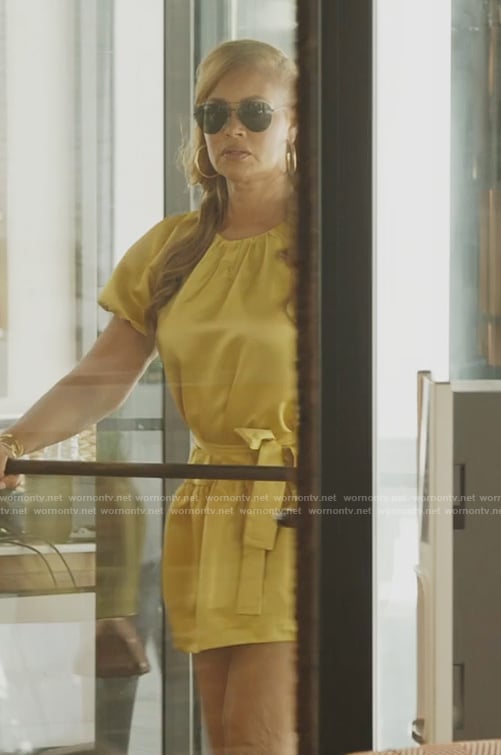 Gizelle's yellow belted dress on The Real Housewives of Potomac