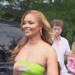 Gizelle’s green and pink floral maxi dress on The Real Housewives of Potomac