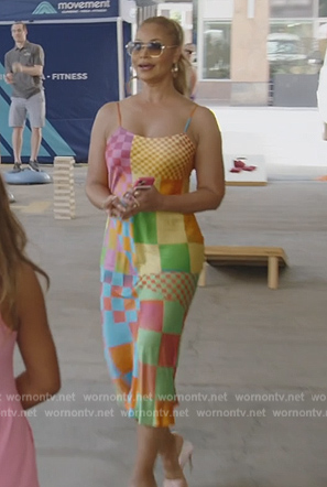 Gizelle’s multicolored check dress on The Real Housewives of Potomac