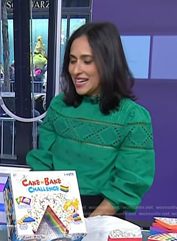 Grace Bastidas’s green pointelle knit top on Today