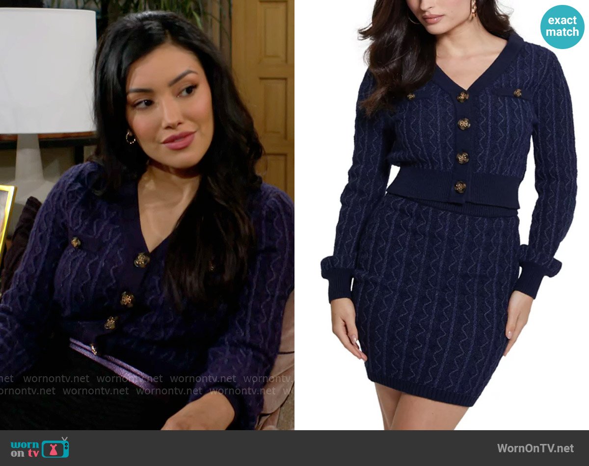 Guess Tiffany Cardigan worn by Audra Charles (Zuleyka Silver) on The Young and the Restless