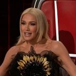 Gwen’s embellished sunflower tulle top on The Voice