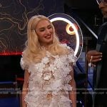 Gwen’s white applique tulle top and shorts on The Voice