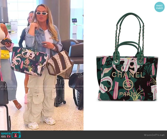 Chanel Floral Deauville Tote worn by Heather Gay on The Real Housewives of Salt Lake City