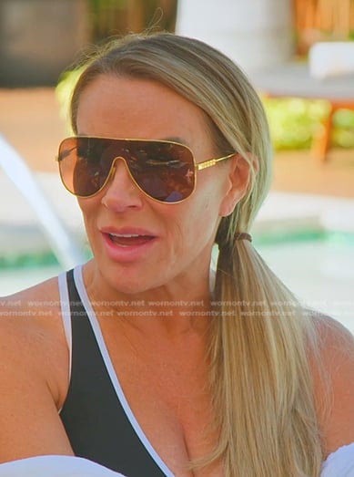 Heather's gold frame sunglasses on The Real Housewives of Salt Lake City