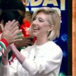 Heidi Gardner’s white fairisle print sweater on Live with Kelly and Mark