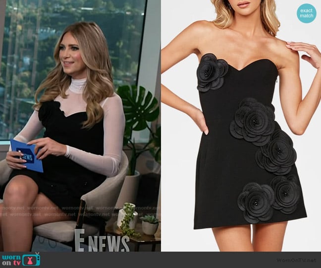 Helsi Gia Strapless Floral Applique Mini Dress worn by Nikki Novak on E! News