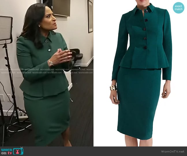 Hobbs Scarlett Button Front Jacket and Pencil Skirt worn by Kristen Welker on Today