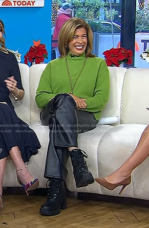 Hoda’s black heel lace-up boots on Today