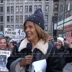 Hoda’s black shearling trim leather jacket on Today