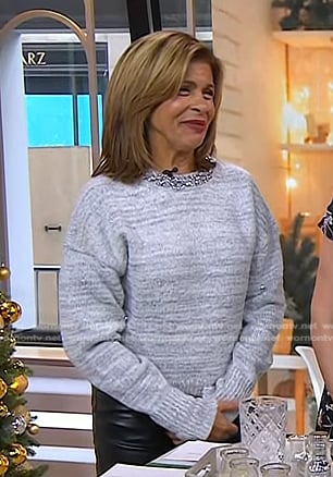 Hoda’s grey embellished neck sweater on Today