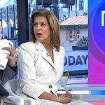 Hoda’s white pinstripe blazer and pant suit on Today