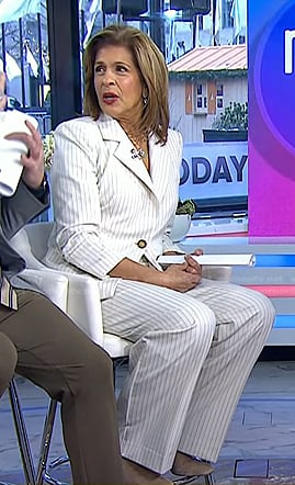 Hoda’s white pinstripe blazer and pant suit on Today